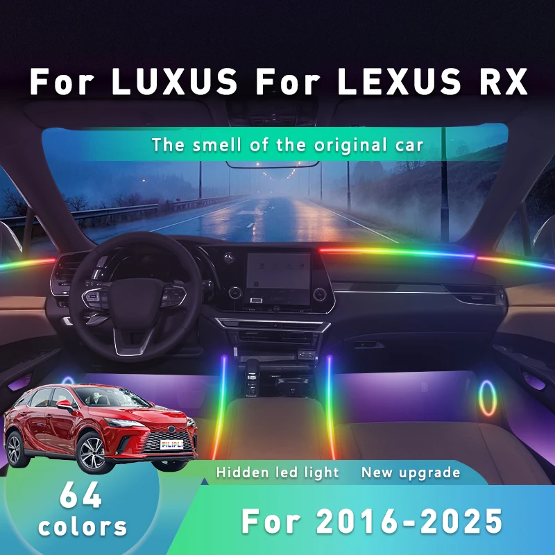 

FILIPLI For The LEXUS RX For 2019 64 Colour RGB Car Ambient Light App Controlled Car Interior Lights DIY Car Interior LED Strip