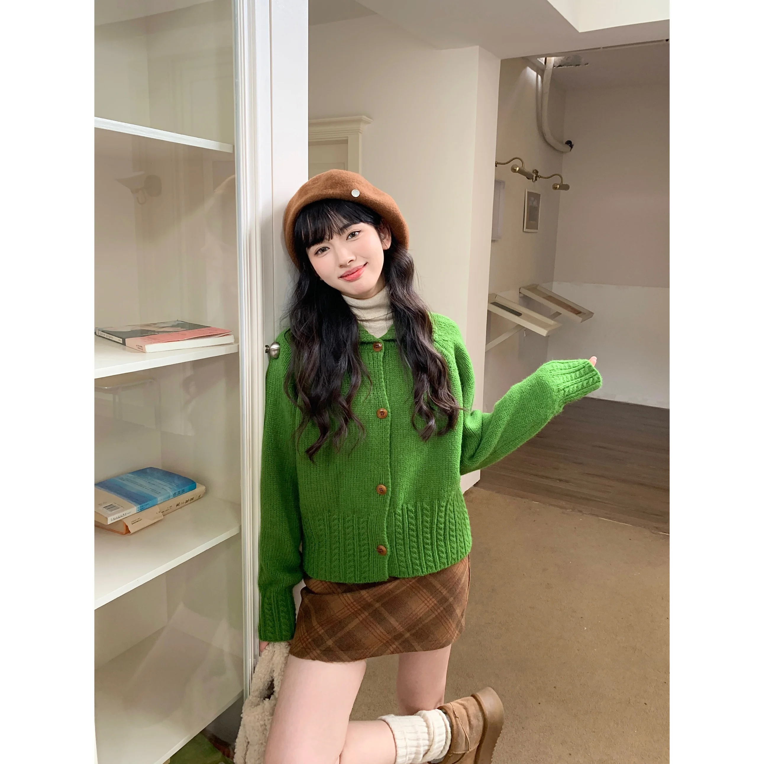 

Вязаный кардиган Sosomall Vintage Pine Tree: теплый, мягкий, вязаный вручную, для женщин, модный, в стиле оверсайз