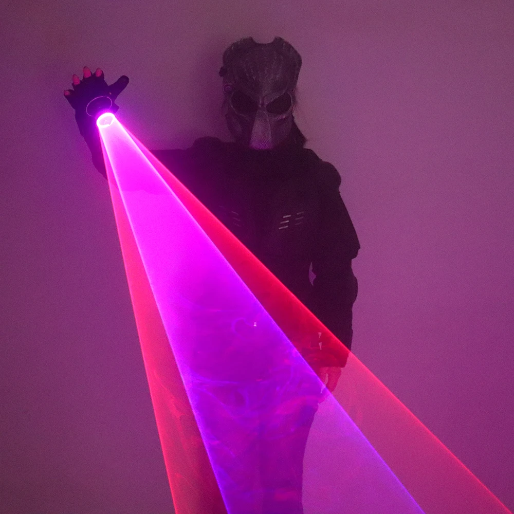 

Blue Red Laser Gloves Multicolour Tunnel Effect Auto Rotating Vortex Laser Gloves Light Up Nightclub Dancing Party Laser Show