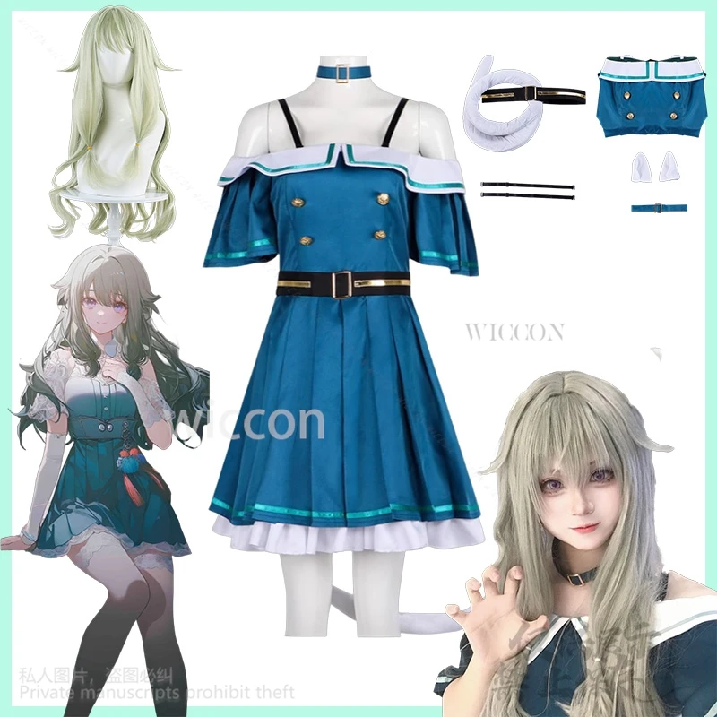 

Kusanagi Nene Anime Game Project Sekai Cosplay Costume Furry Neko Earring Tail Uniform Kawaii Lolita Jirai Kei Girls Customized