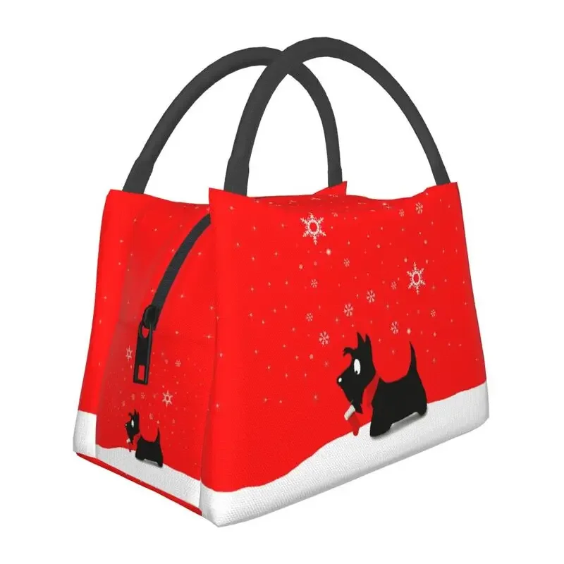 Holiday Scottie Dog Lunch Box Women Scottish Terrier Thermal Cooler Food Insulated Lunch Bag Office Work Pinic Container