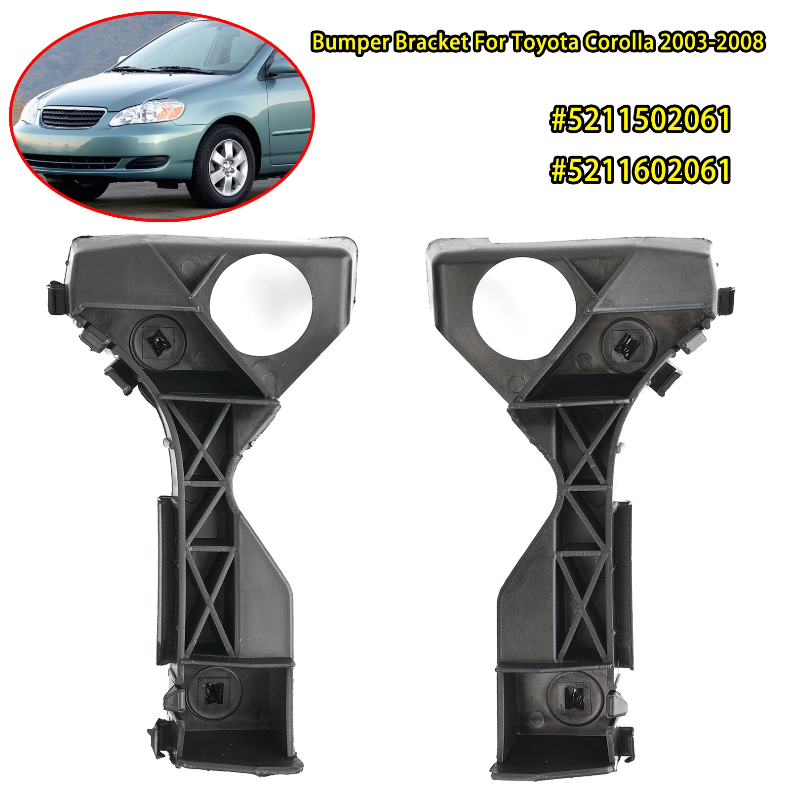 Para toyota corolla 2003 2004 2005 2006 2007 2008 2x suporte retentor do para-choque dianteiro do carro suporte 1 par 5211502061 5211602061