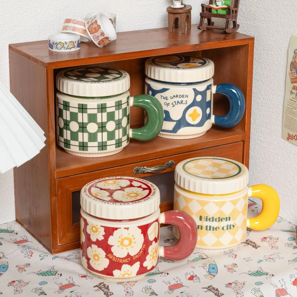 Vintage Niche Ceramic Mug With Lid Women And Couples Suitable For Home Use As A Birthday Gift Or Coffee Cup Present