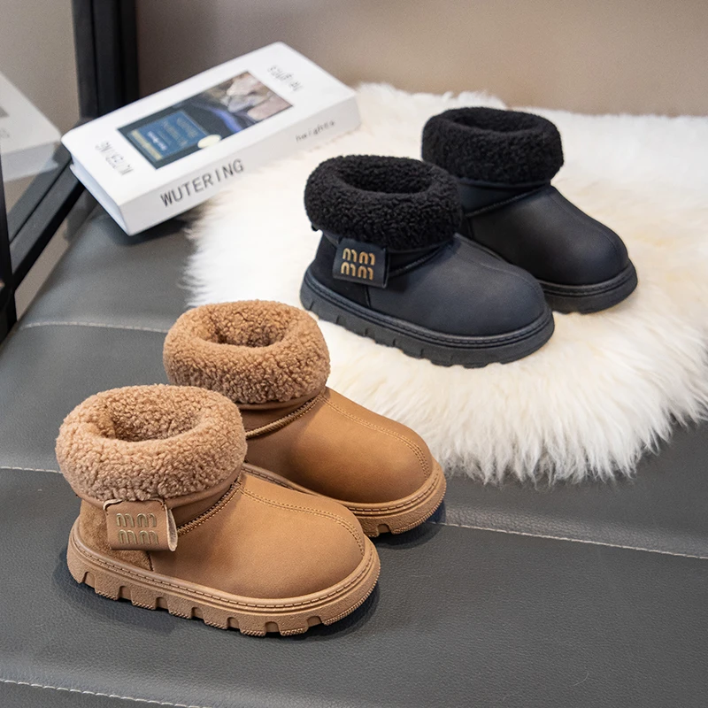 

Children's fleece-lined warm boots 2025 Winter New Boys' Fashion Boots Girls' Waterproof and Skid-proof Shoes