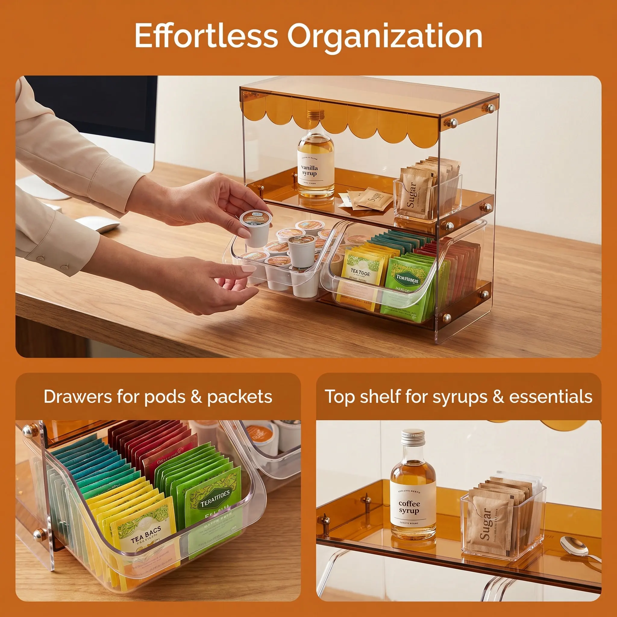 2-Tier Tea Bag Organizer Chest - đánh giá và giá Coffee Tea Drawer Organizer