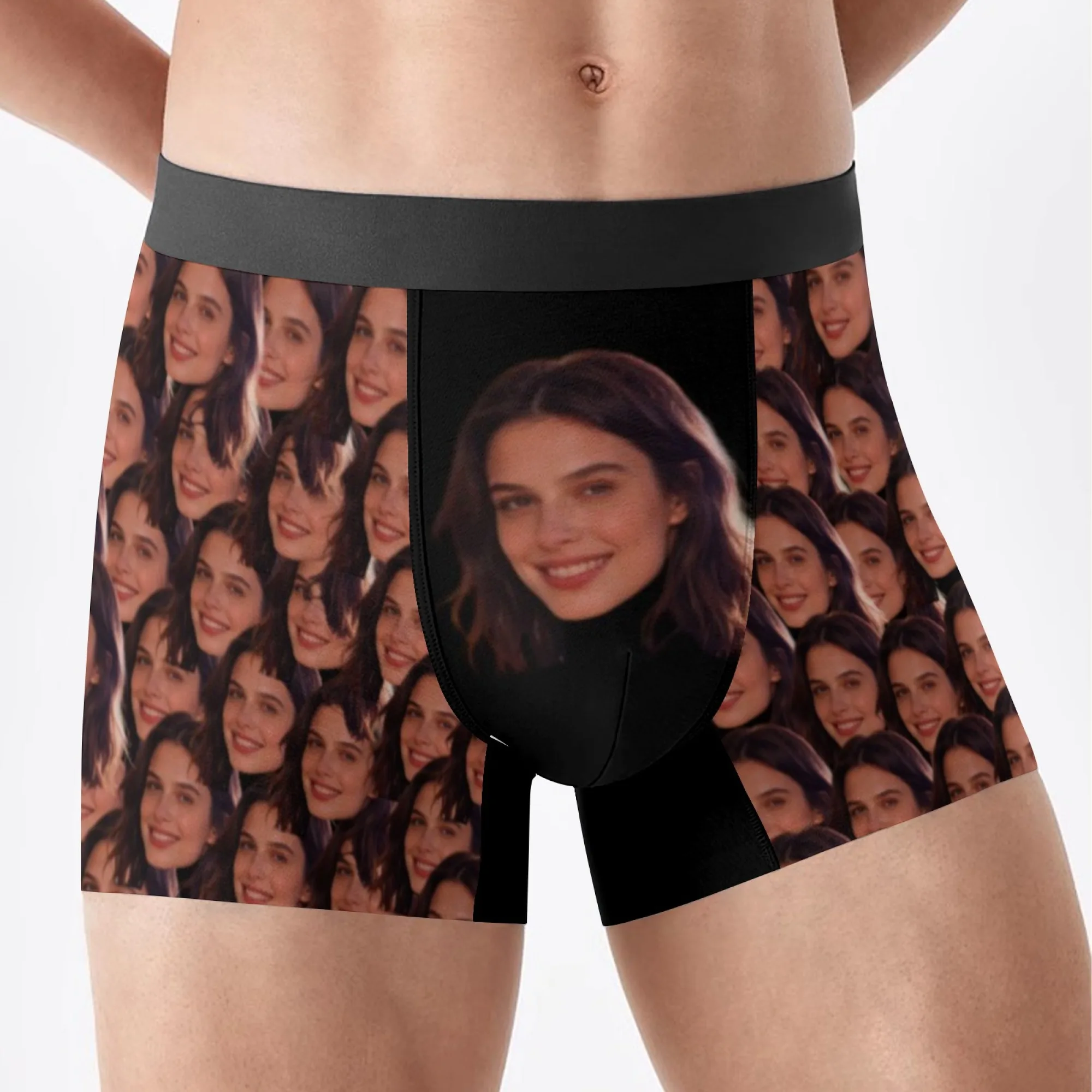 Customized Personalized Facial Photo Underwear Men's Flat Corner Valentine's Day Gift Husband Anniversary Gift Father Son Birthd