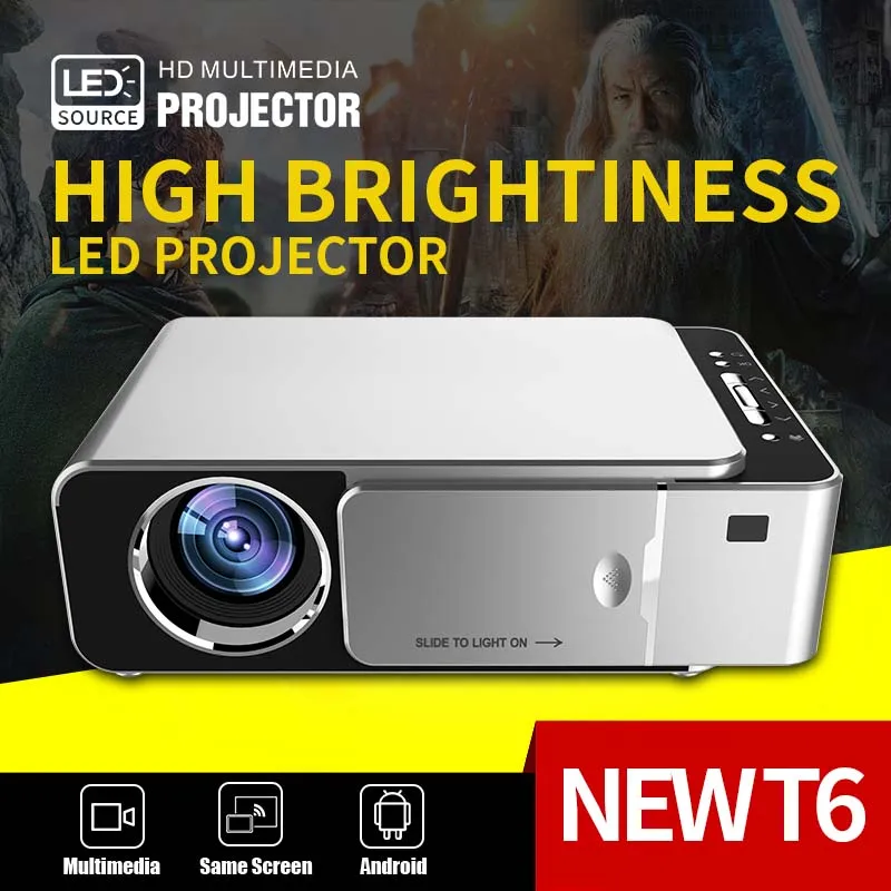 

T6 Full HD Led Projector 1080p 4K Portable Cinema Projector 4500 Lumen Android WiFi Projector 3D Home Theater Free Shipping!