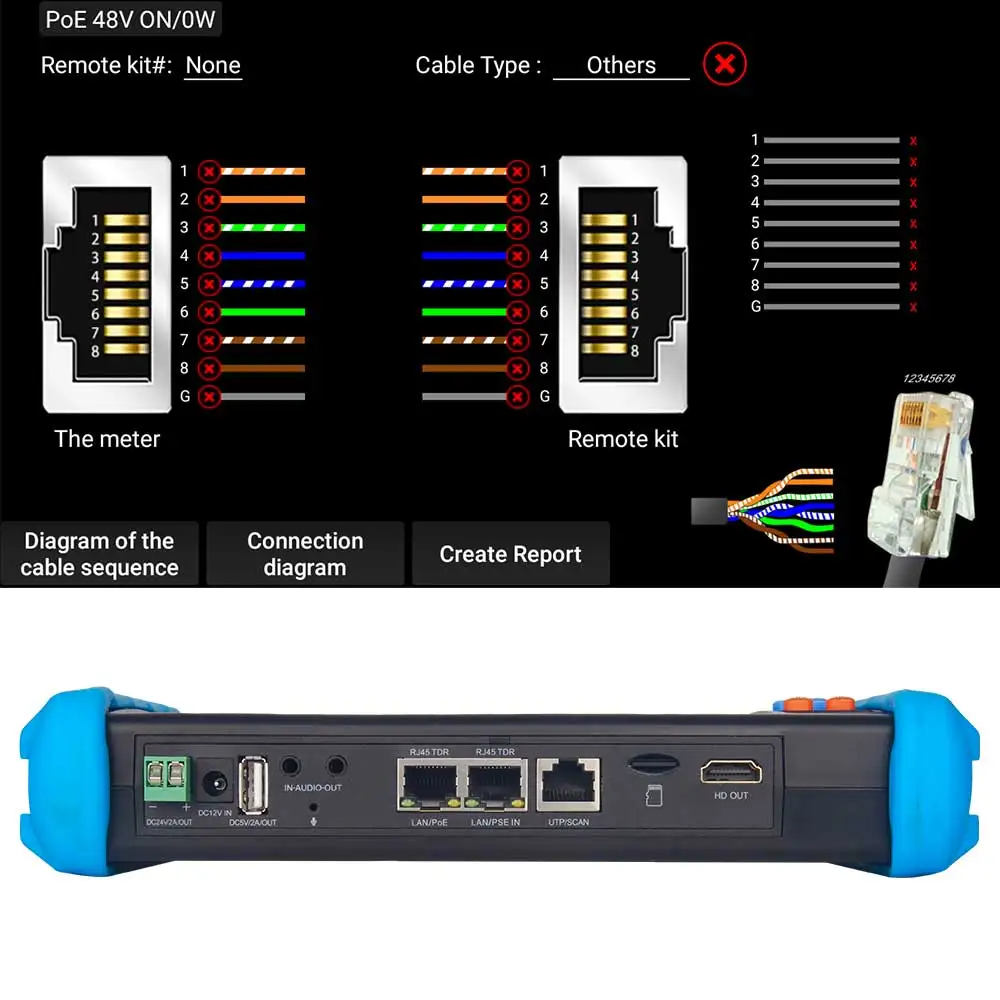 NOYAFA NF-IPC716ADHS CCTV Tester 7Inch 4K 8MP H.265 AHD CVI TVI SDI HDMI Input CVBS IP Camera Monitor CFTV IP PoE Test with WiFi