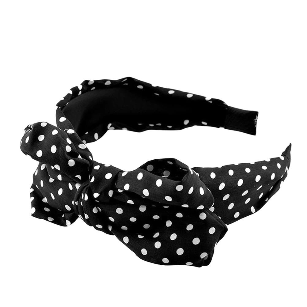 

Women Girls Big Dot Bowknot Hair Band Fabric Headband 13.5X12X8.5Cm 5.3X4.7X3.3Inch Black White Daily Wear Stylish