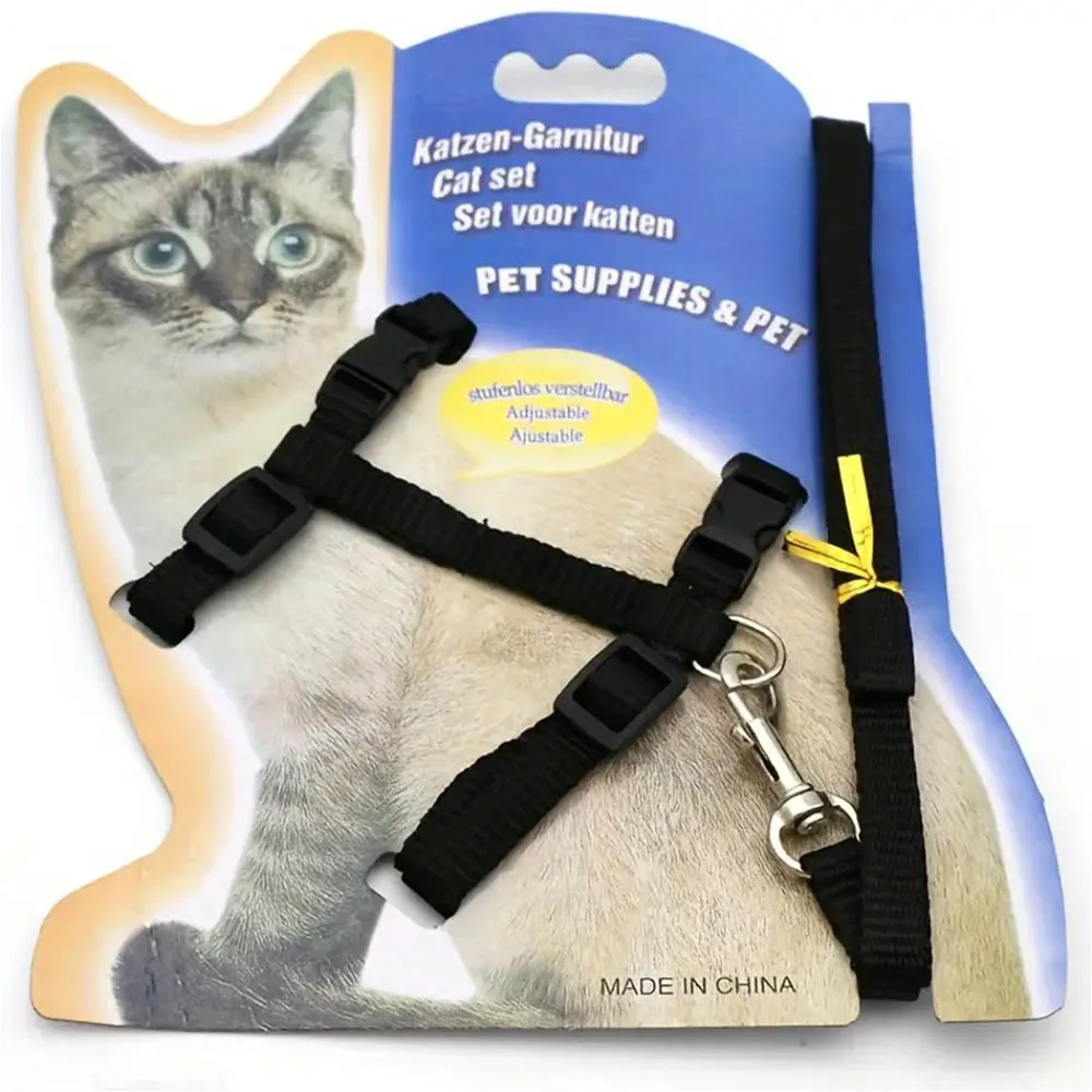 Katzenhalsband, Geschirr, Leine, verstellbar, Nylon, Haustiertraktion, Katze, Kätzchen, Hund, Halfter, Halsband, Katzenprodukte, Haustiergeschirr, Gürtel