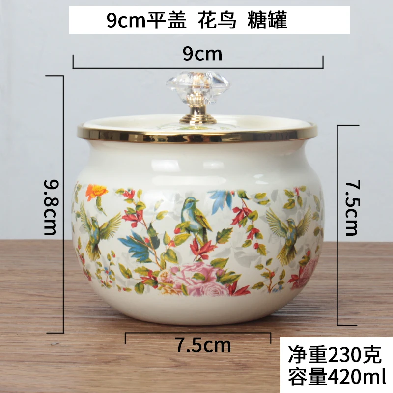 Vases Home Decor Nordic Floral Enamel Kitchen Jar Multifunctional for Sugar Salt and Tea Eco - Friendly and Durable Teaware