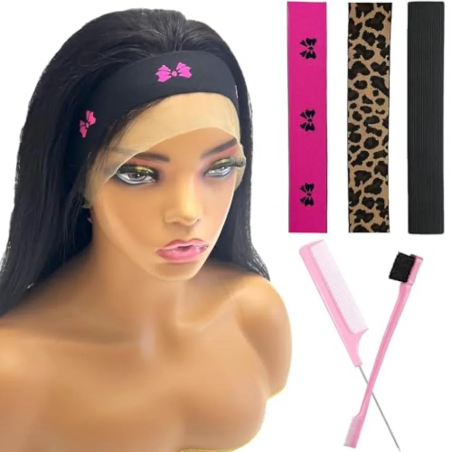 

Wig Band and Lace Melting Band - Elastic Edge Wrap Bands for Lace Front Wigs, Black, Seamless Edge-Laying Hold