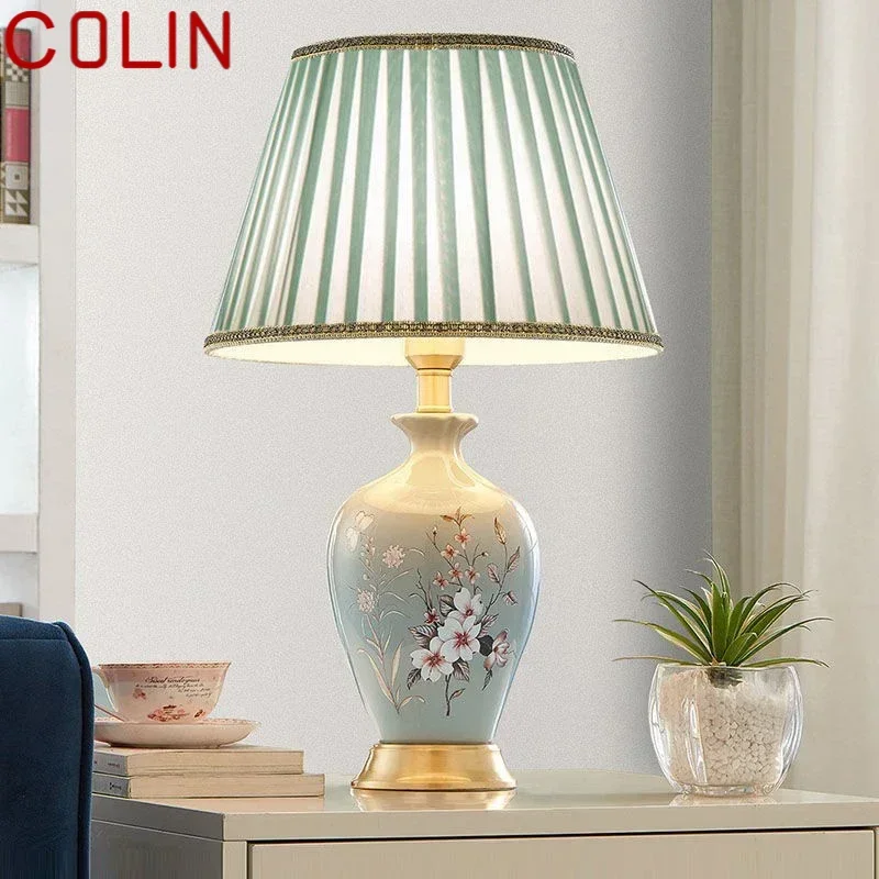 COLIN-Lampe de Table en Céramique Contemporaine, Luminaire Décoratif de Luxe Américain, Idéal pour un Salon, une Chambre à Coucher, un Bureau ou un Hôtel