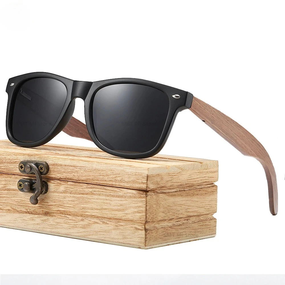 Retro Women's Glasses New Brand Designer Sunglasses Men Vintage Aluminum+Wood Sun Glasses for Men with Wood Case
