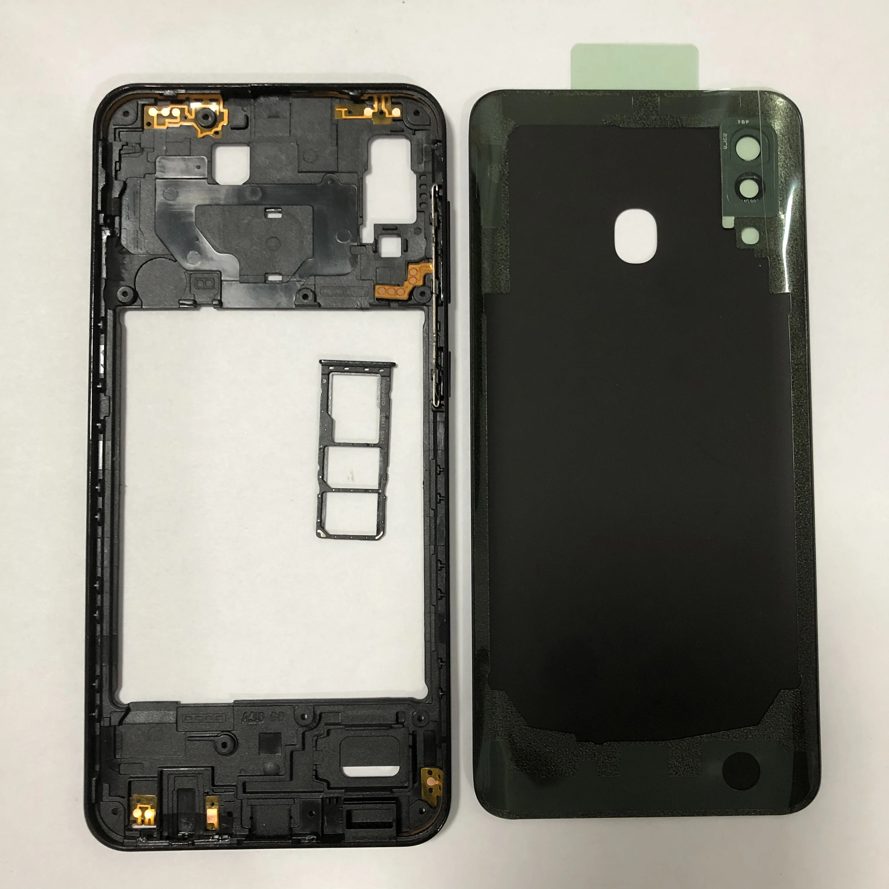 For SA A30 Rear Door Battery Back Cover Middle Frame Case SamsungA305 Mobile Phone Parts Plate Bezel Sim Slot Tray With Log