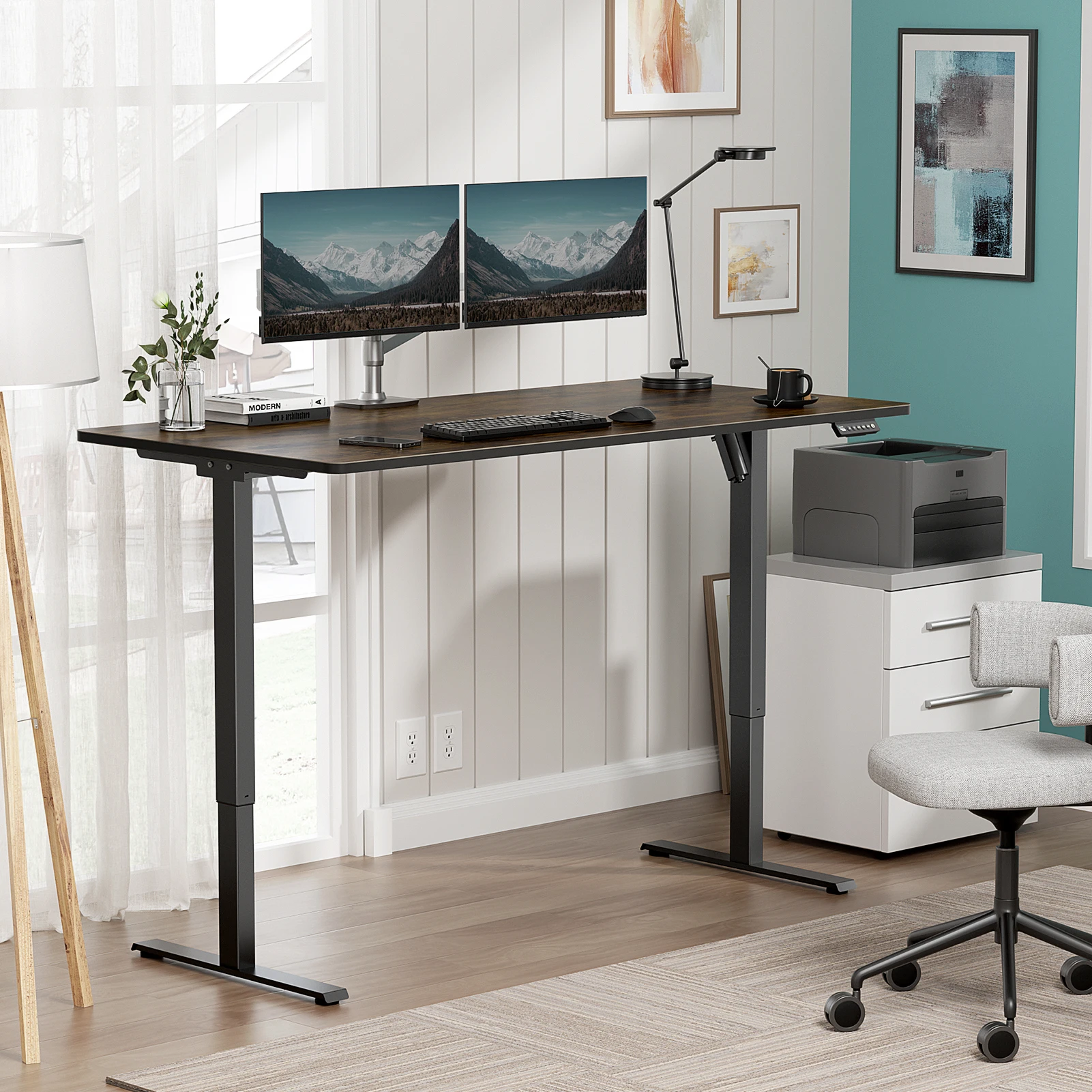 

VVENACE S1 Standing Desk Height Adjustable Desk for Home Office (Black Frame, 59" x 30" One-Piece Top)