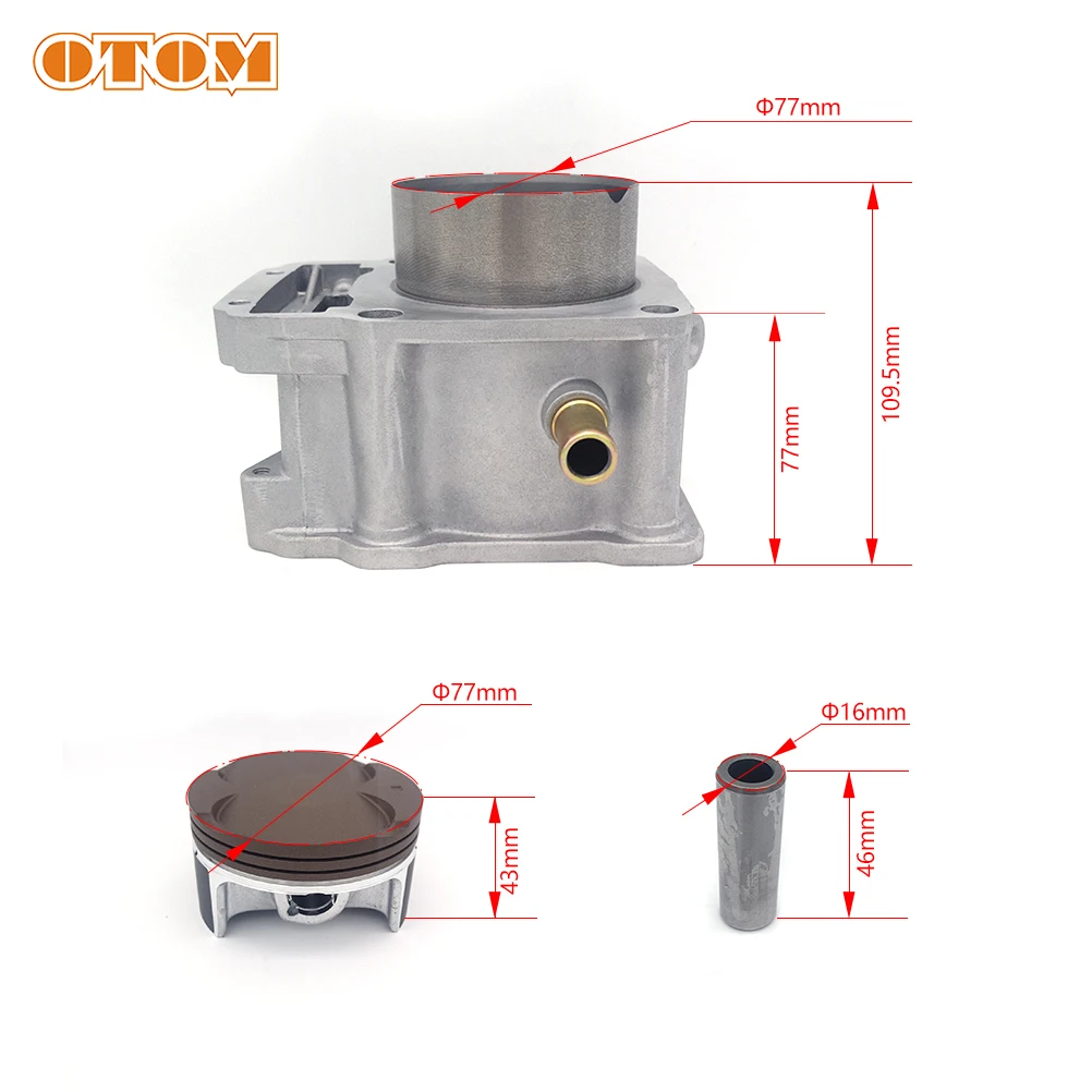 OTOM Motorcycle 77mm Cylinder Block Bore Piston Pin Ring Gasket Set For ZONGSHEN ZS174MN-5 NB350 NB300 Pit Dirt Bike Accessories
