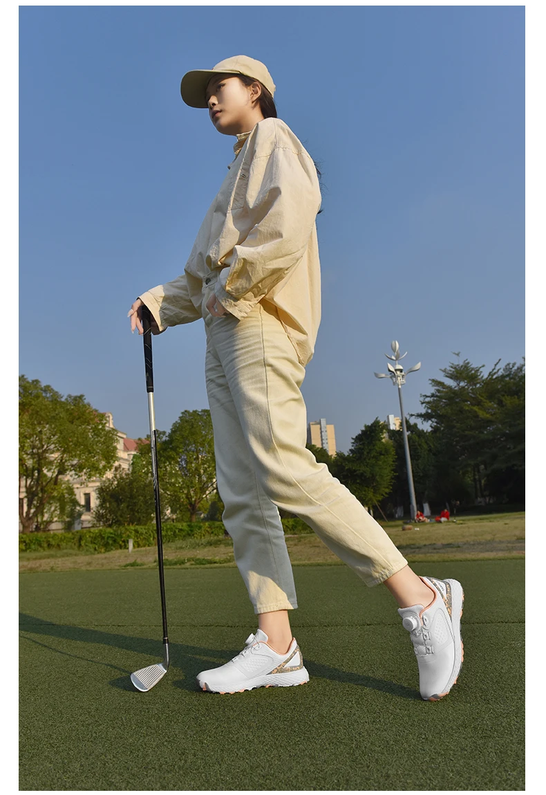 Weiße Golfschuhe für Herren und Damen, wasserdichte Golf-Turnschuhe, rutschfeste Golf-Turnschuhe ohne Spikes, Leder, Outdoor-Sport, Leder-Golfschuhe – Detail 10