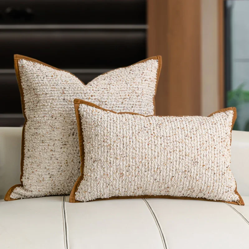 Orange Tweed Pillows Ivory Cushion Case 50x50 30x50 Luxury Decorative Pillow Cover For Sofa Chair Modern Living Room Home Decor