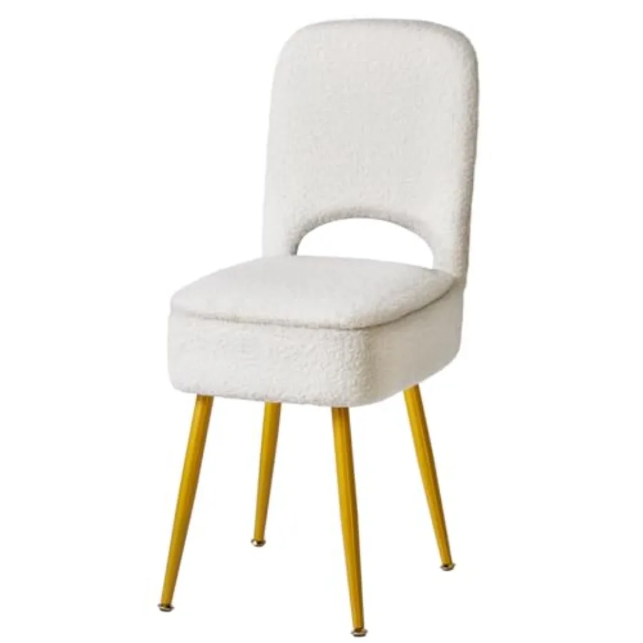 

Small Storage Vanity Stool with Folding Backrest 12.99" x 13.78" x 31.5" Square Teddy Velvet Ottoman Makeup Chair for Living Ro