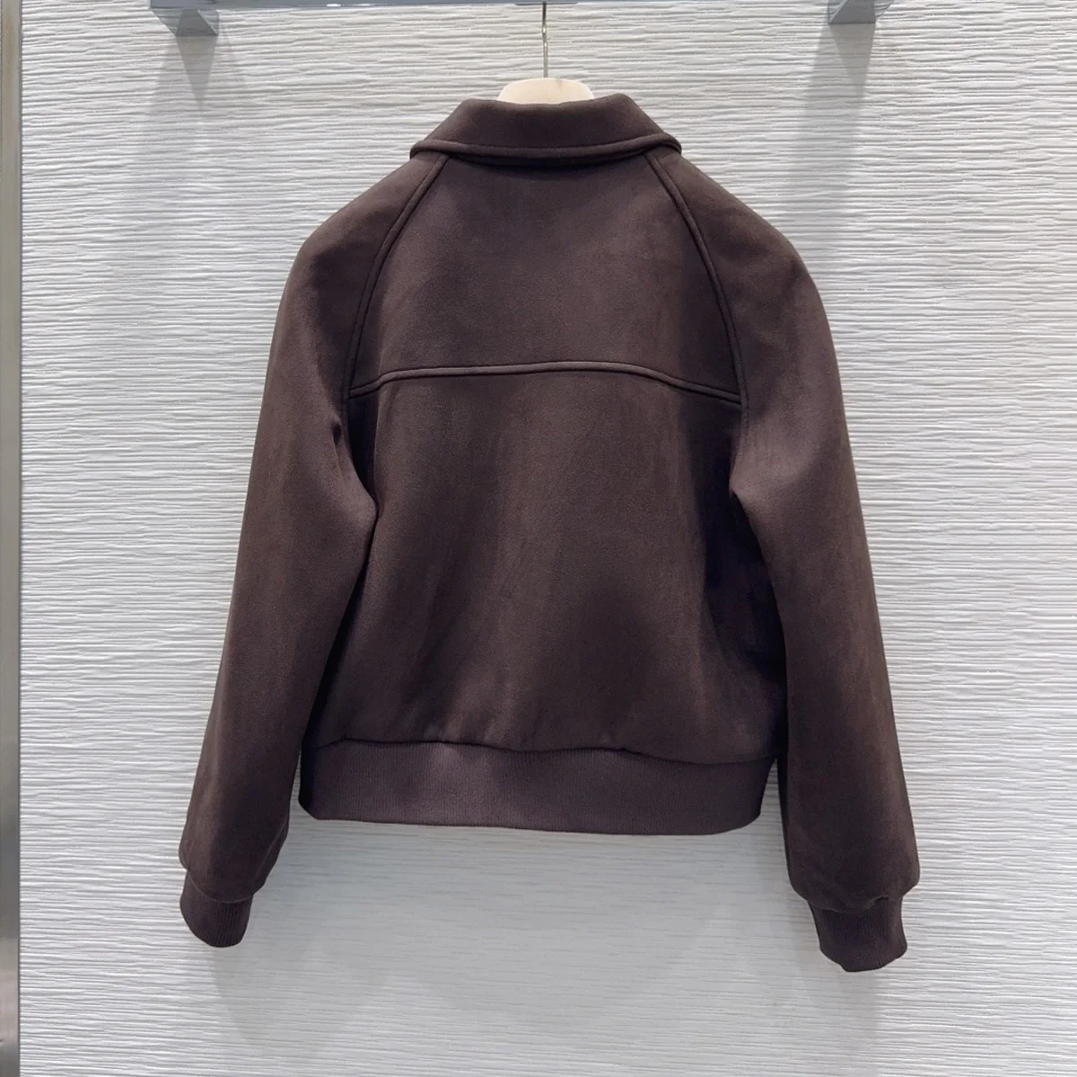 High Quality Women Cropped Bomber Jacket Lapel Zipper Rib Hem Vintage Outerwear lyt2610920