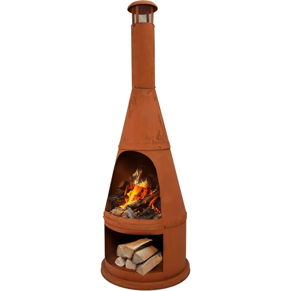 70 Extra Large Chiminea Outdoor Fireplace with Built in Log Rack