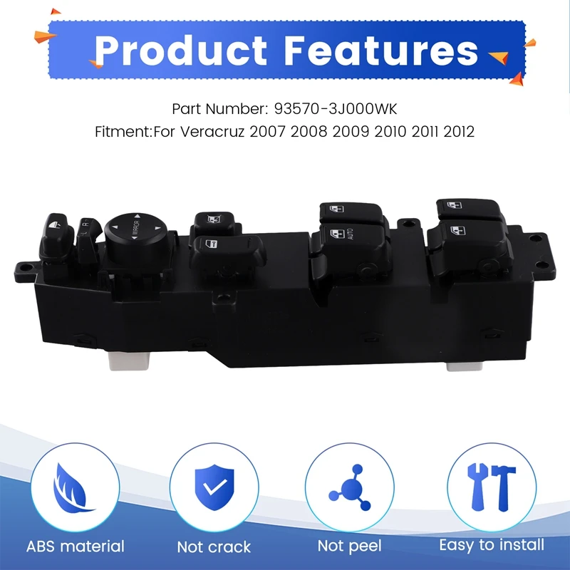 For Hyundai Veracruz 2007 -2012 Power Window Switch Driver Side Power Window Master Control Switch 93570-3J000WK