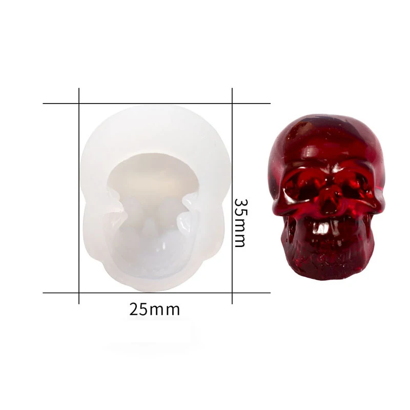 Small Skull Shape Bracelet Silicone Mold Simulation Skeleton Head Keychain Epoxy Resin Mold Halloween Craft Jewelry Necklace