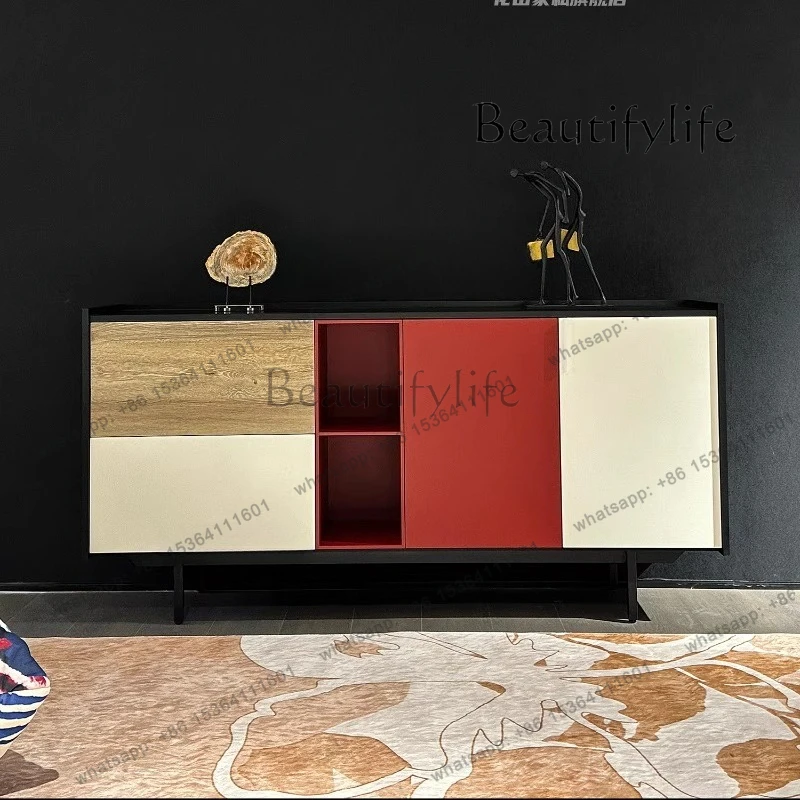 

Italian minimalist dining side cabinet Modern Nordic restaurant side cabinet Storage cabinet Light luxury porch storage