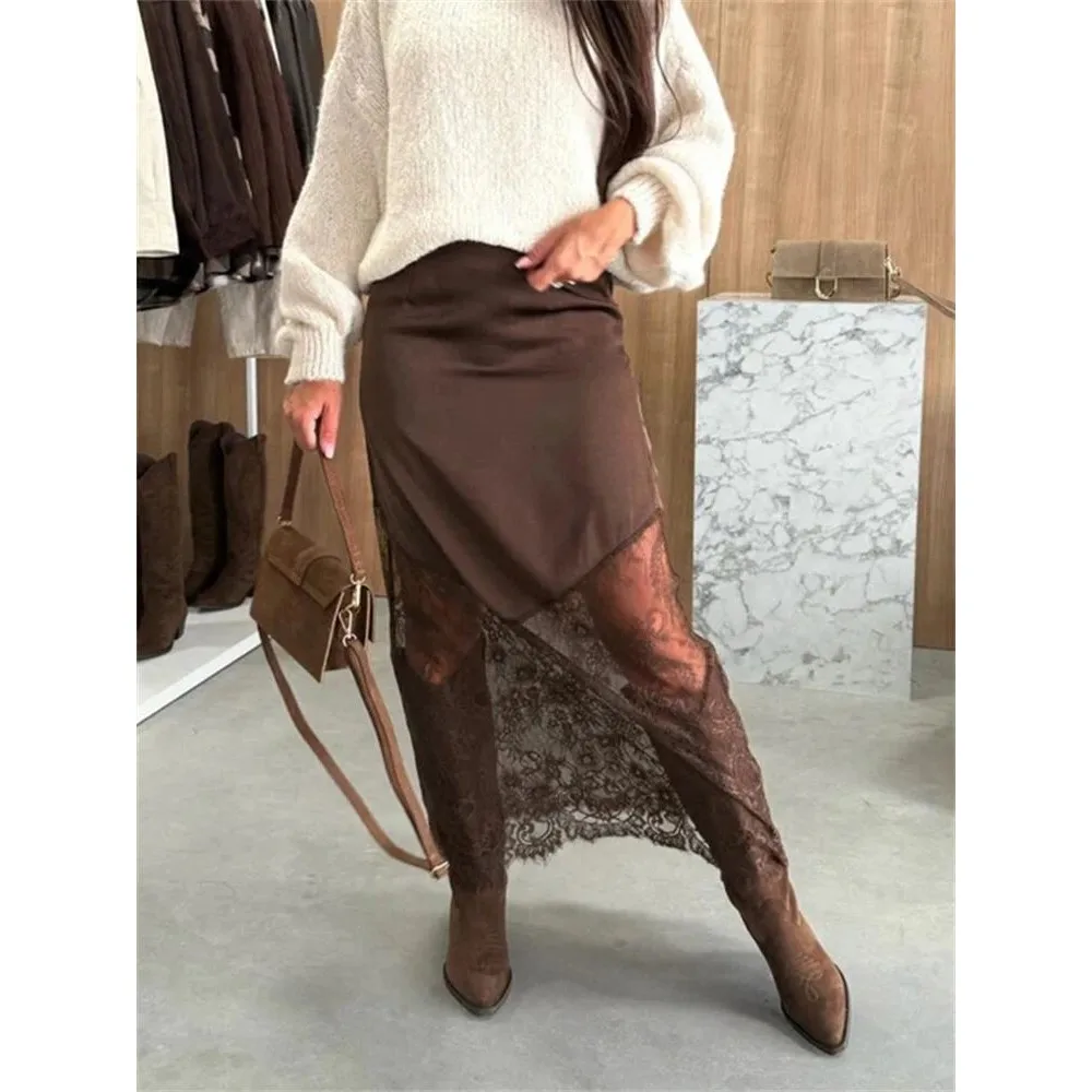 

Женские юбки Trendix с кружевными вставками и высокой талией, облегающие, коллекция Cleanfit Sle Winter, 100% другие материалы