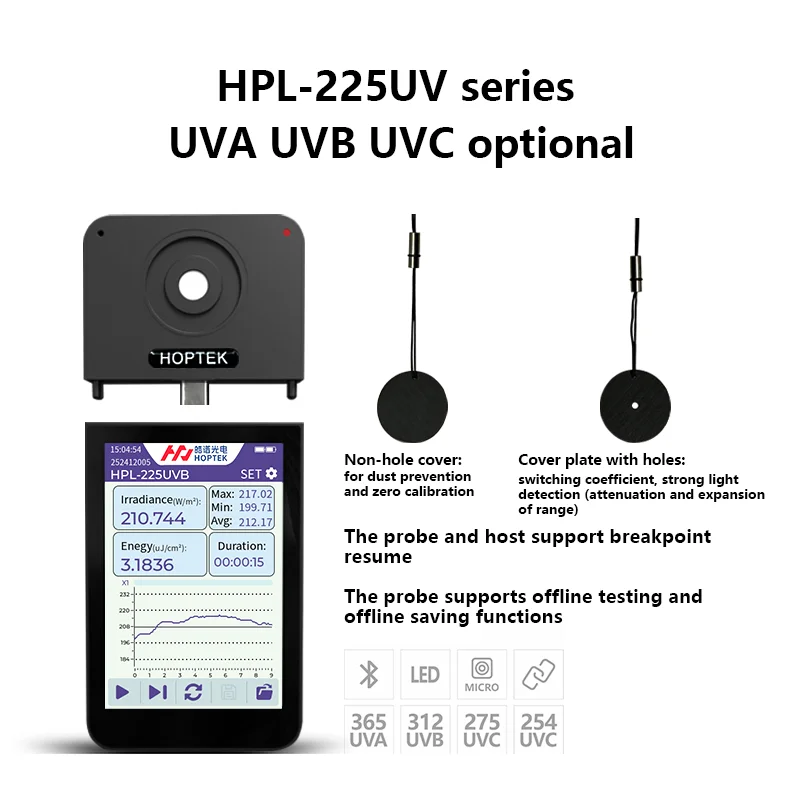 UVC Meter Intensity Radiometer HPL225UV-254 Peak wavelength 254nm UV Lamp Meter