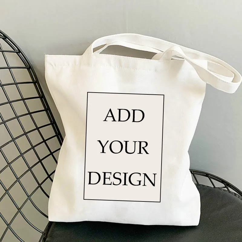 

Custom Photo Picture Text Logo Tote Bag DIY Design Reusable Canvas Shopping Bag Eco Handbag Side Bags for Ladies Wholesale