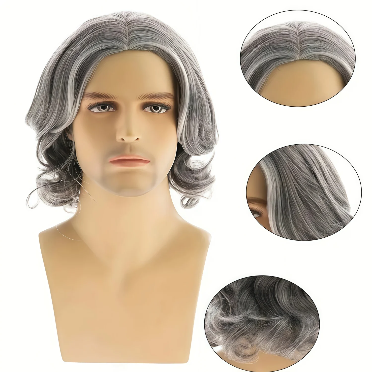 Elegant Sliverygrey Short Bob Wig Shoulder-Length, Heat Resistant Synthetic Wig with Side Bangs,Carnival,St. Patrick's Day image 4