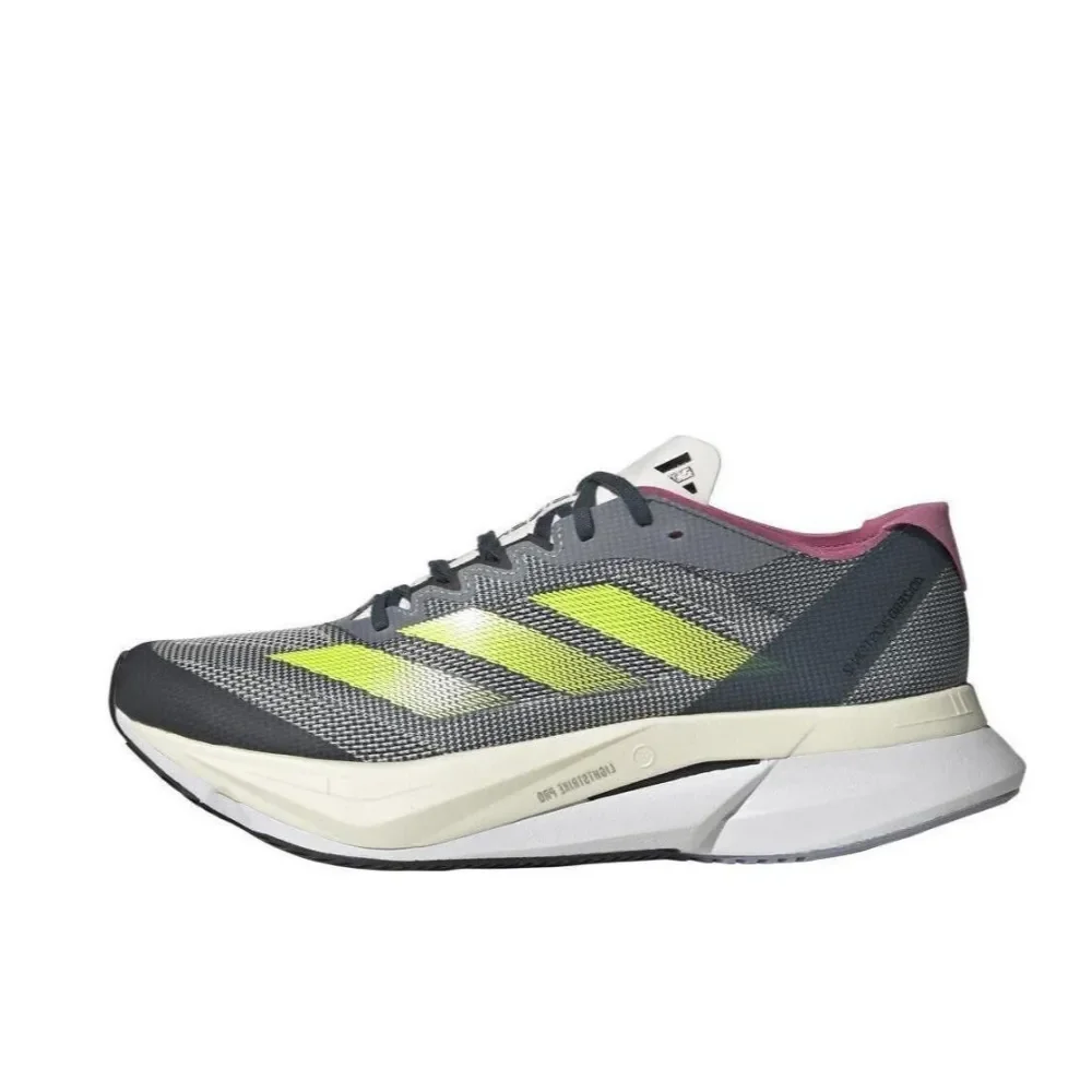 Adidas Adizero Boston 12 Men's and Women's Low Top Running Shoes Comfortable Cushioned Sneakers Black Grey Colourway