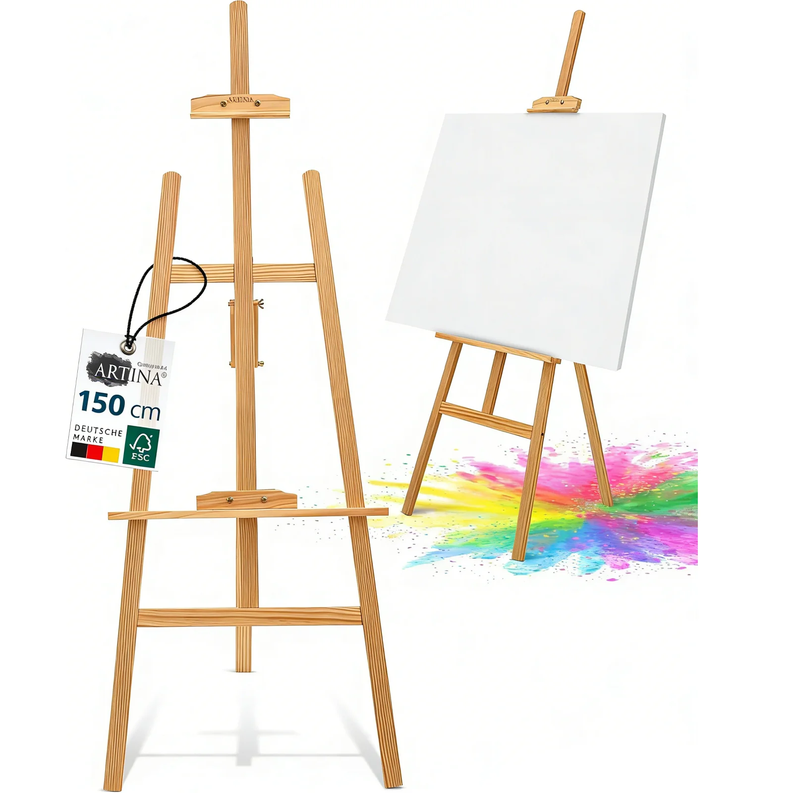 Caballete ajustable de 1.5 m para estudio de artistas, pintura, bodas, exposiciones, caballete de madera, soporte para pósteres de arte.