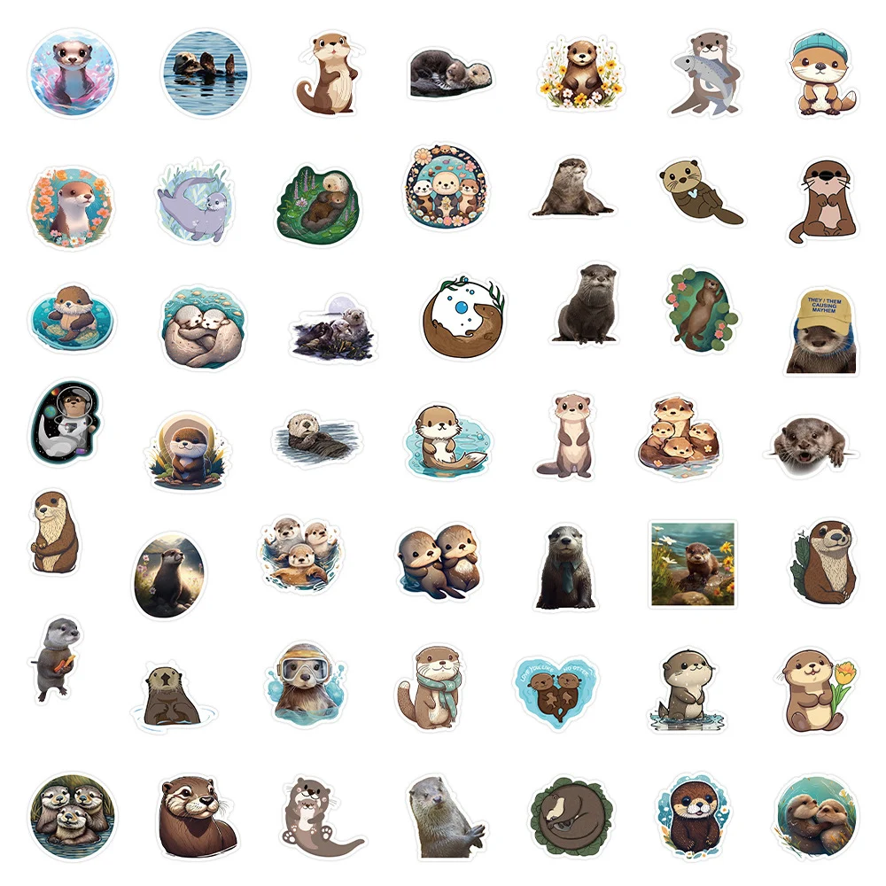 10/30/50pcs Cute Animal Cartoon Otter Sticker Decals DIY Phone Laptop Stationery Waterproof Kawaii Kids Decoration Sticker Toys