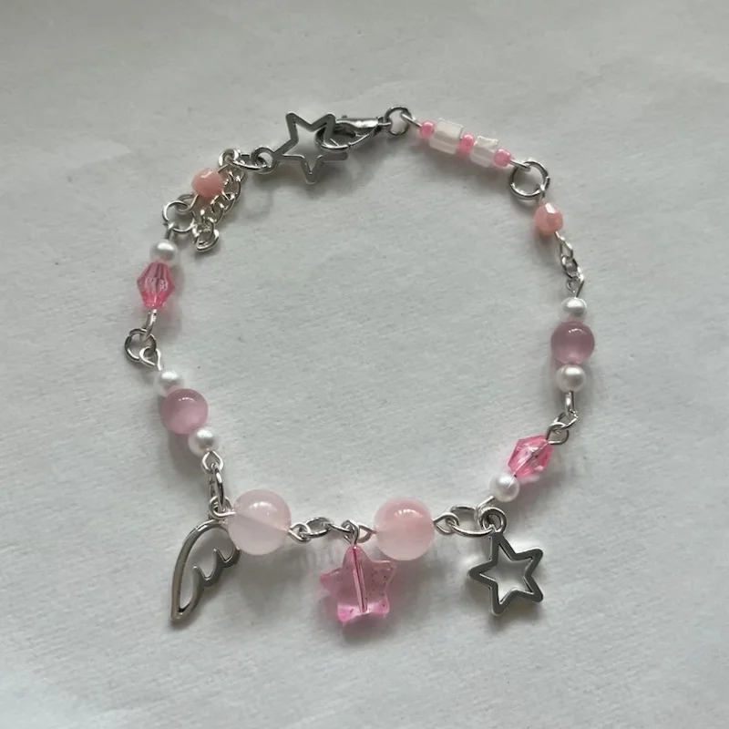 Pink Flirty jewelry | aesthetic bracelet | friendship gift，pure handmade，fashion exquisite，easy to wear, with any clothing