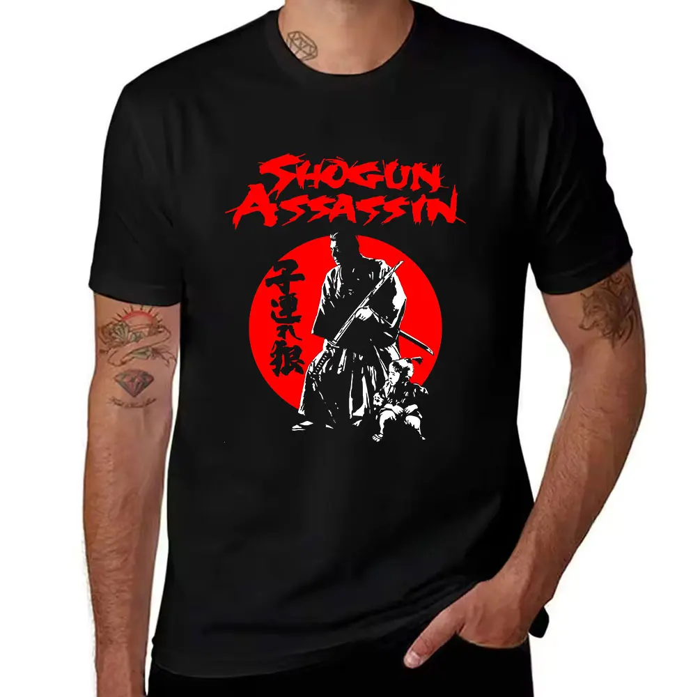 Men's 100% Cotton Shogun Assassin T-Shirt, Retro Samurai Movie Graphic Tee, Casual Crew Neck Short Sleeve Top for Movie Fans