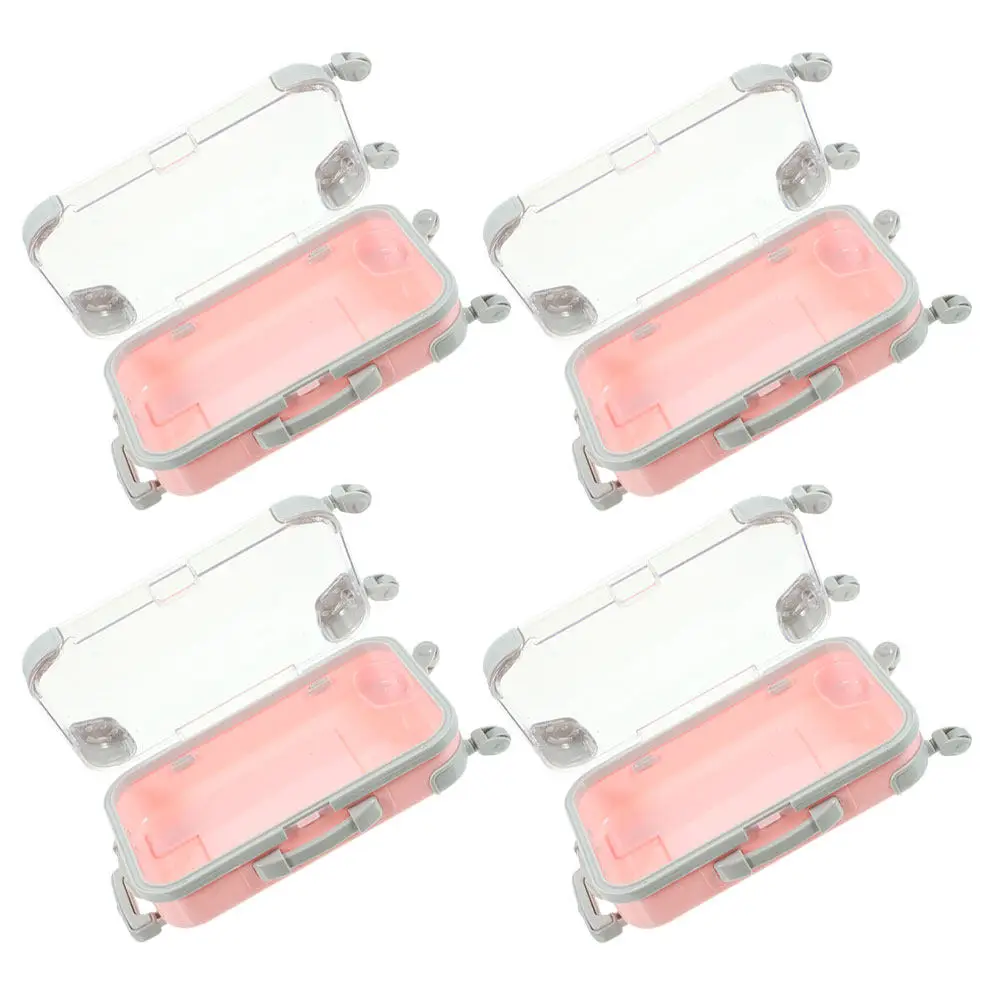 4Pcs Mini Trolley Eyelash Storage Case Organizer Travel Makeup Box Portable Lash Holder Makeup Artist Suitcase