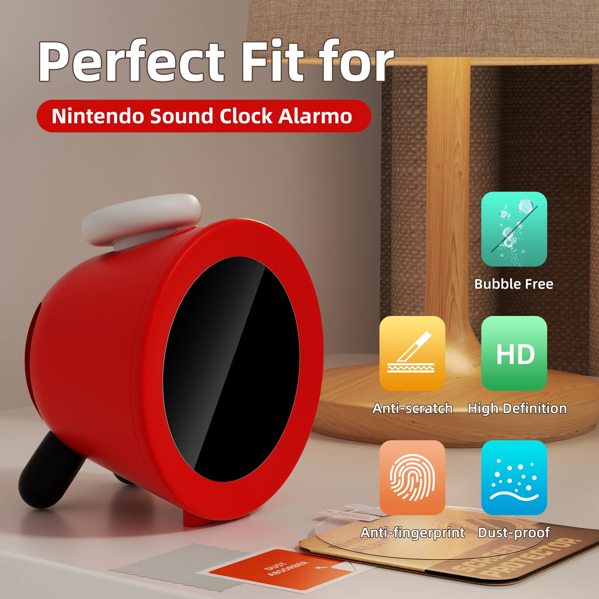 2PCS HD ภาพยนตร์สําหรับ Nintendo นาฬิกาเสียง Alarmo โปร่งใส HD Screen Protector ใช้งานร่วมกับ Nintendo Alarmo Anti-Scratching