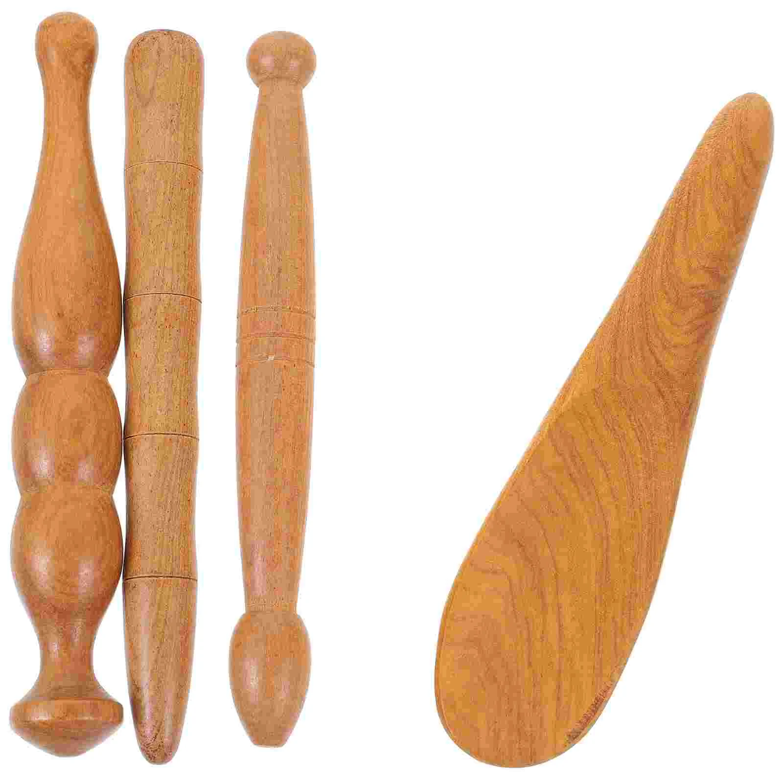 

4 Pcs Acupuncture Stick Scraping Neck Massager Beauty Gadget Foot Bar Home Massaging Device Portable Sticks Wood Wooden