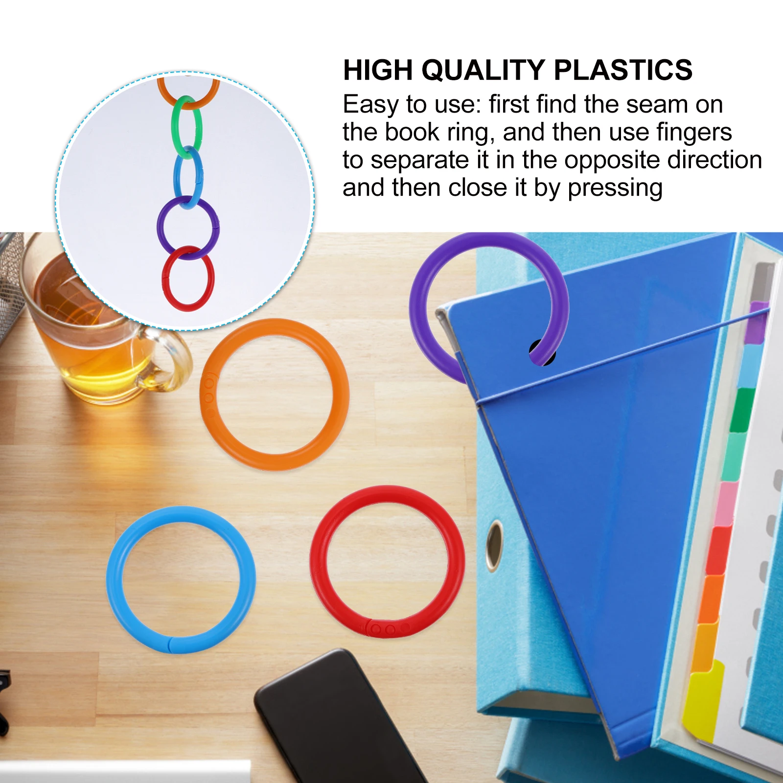 

100pcs Rings Plastic 28mm Inner Diameter Random Paper Ring For Cards Colors Document ganizer Snap Ring Loose Leaf