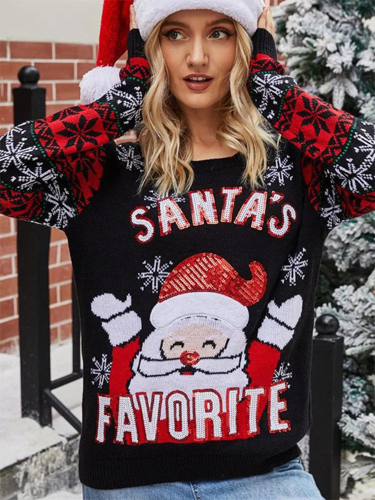 

Fall,Winter,Clothes,Ugly,Sweater,Christmas,Xmas,Sweaters,Women,New Year,Top,Santa's,Sequined,Jumper,Pullover,Long Sleeve,41159
