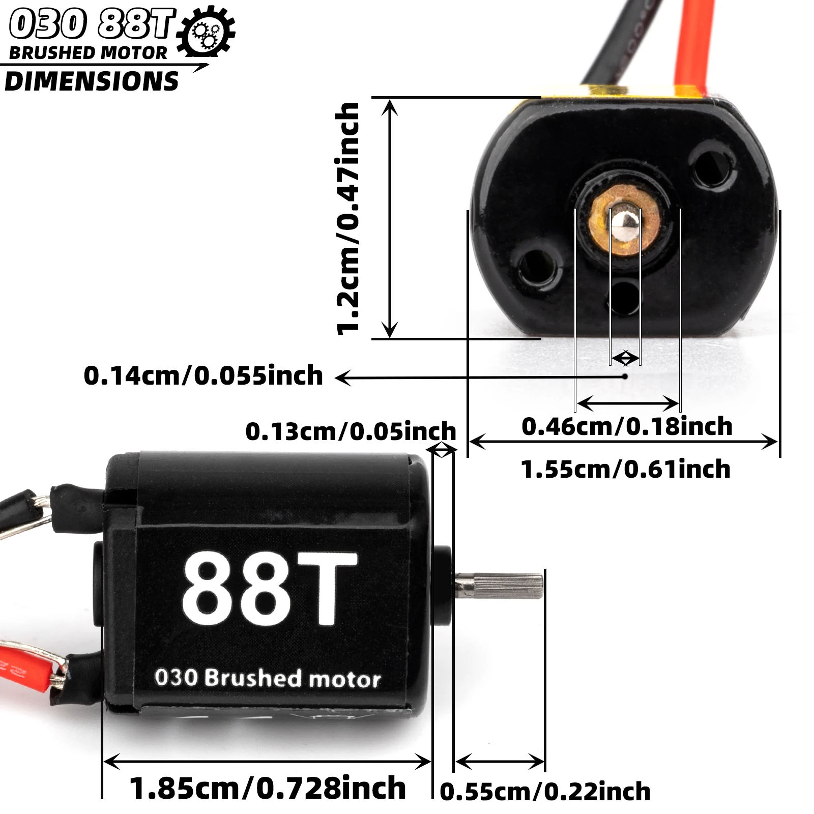 RC-Bürstenmotor 030 88T/050 50T 66T Hohes Drehmoment mit Motorhalterung für 1/24 RC Crawler Axial SCX24 AXI00002 AXI00001 AXI90081 – Detail 4