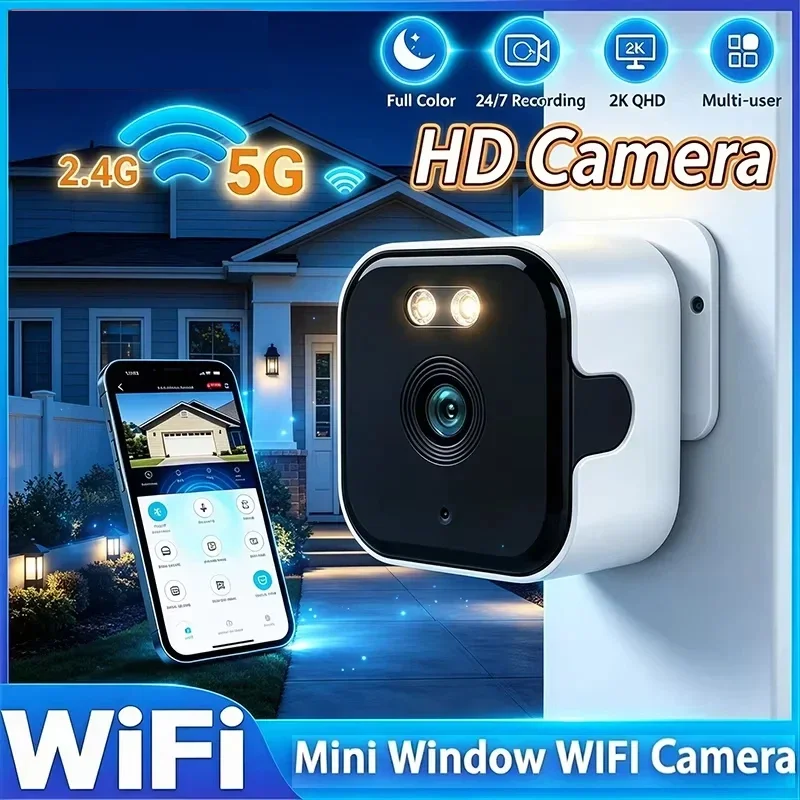 Window Camera Replaces Outdoor Cameras 2.4/5GHz WiFi Camera 3MP Resolution Full-Color Night Vision Through Window Camera