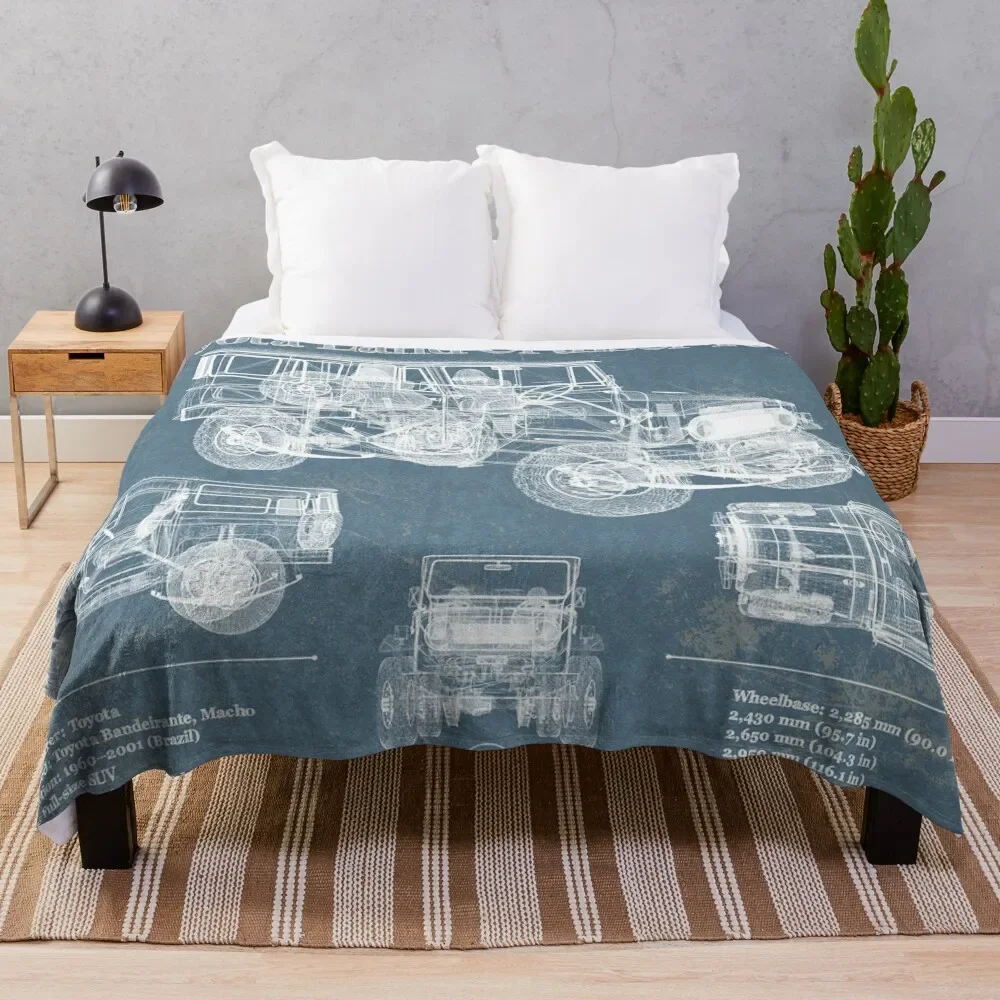 

Toyota Land Cruiser FJ40 Blueprint Vintage Throw Blanket Polar Nap Blankets