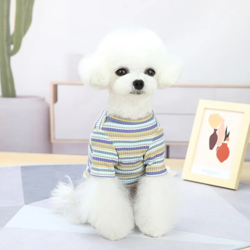 Autumn Dog Jumpsuits Fashion Striped Dog Pajamas Soft Puppy Clothing Cute Cat Jumpsuits Pet Overalls Kitten Costumes Dog Clothes