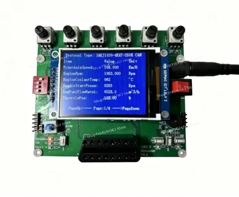 J1939 OBD Simulator ELM327, Automotive ECU Simulator for CAN Development Testing with Adjustable RPM/DTC