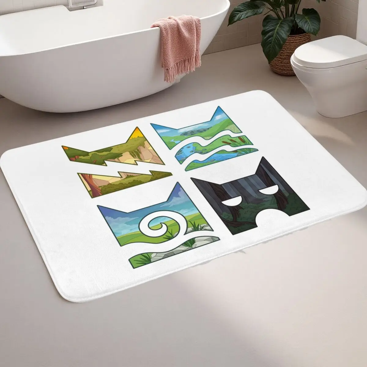 

Фланелевой противоскользящий коврик для пола, классический коврик с логотипом Four Warriors Warrior Cats, ковер для входа в дом, гостиная, коврик для ног