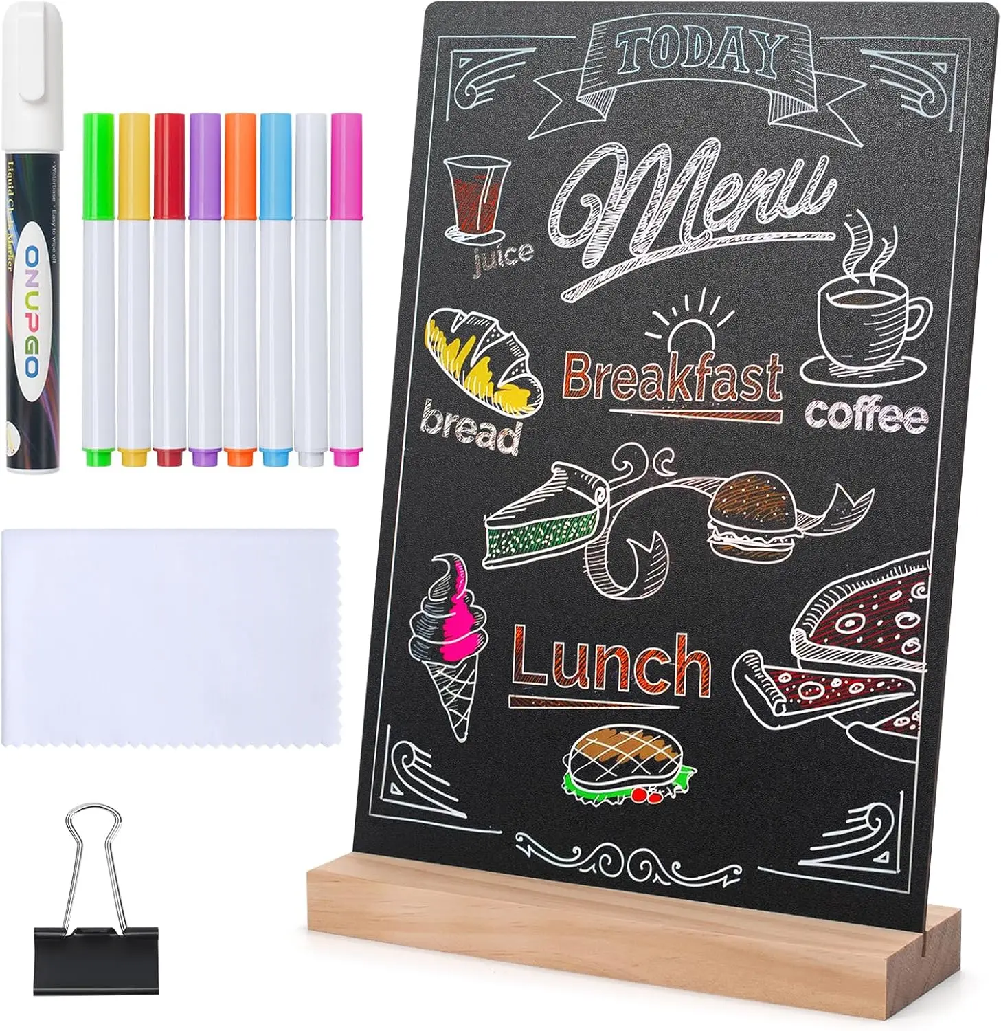 

8x12 Inch Tabletop Chalkboard Sign with Stand, Menu Board for Party, Wedding, Restaurant Decoration
